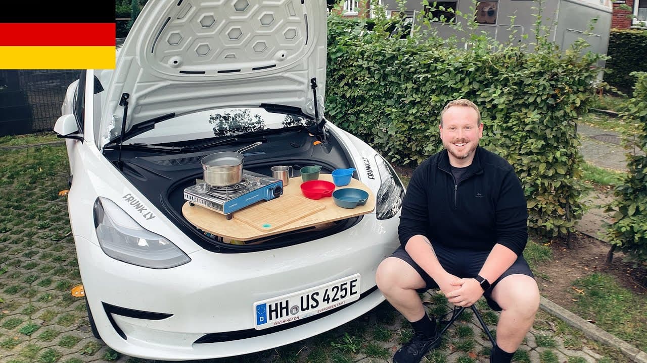 German Tesla Owner Builds Frunk Kitchen Called Frunkly